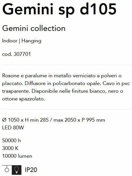 Lustra LED XXL suspendata design circular GEMINI SP D105 alama