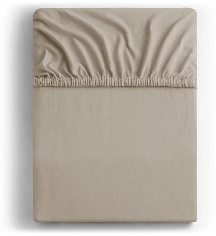 Cearceaf maro deschis din jerseu cu elastic 220x200 cm Amber – Restilo