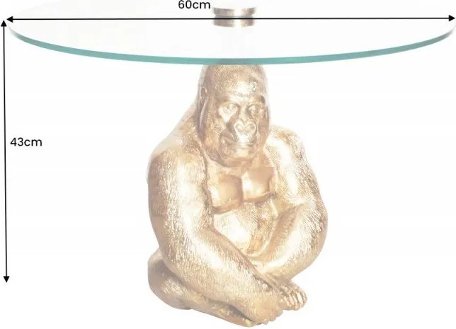 Masuta auxiliara design unicat Kong 60cm, auriu