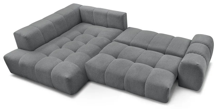 Colțar gri închis extensibil/cu spațiu de depozitare cu tapițerie din chenille (cu colț pe partea stângă/în formă de ”L”) Everest – Bobochic Paris