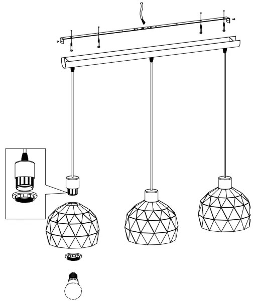 Eglo 97857 - Lustră pe cablu ROCCAFORTE 3xE14/40W/230V