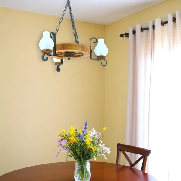 Lustră pe lanț Brilagi ROATA 3xE14/40W/230V fag