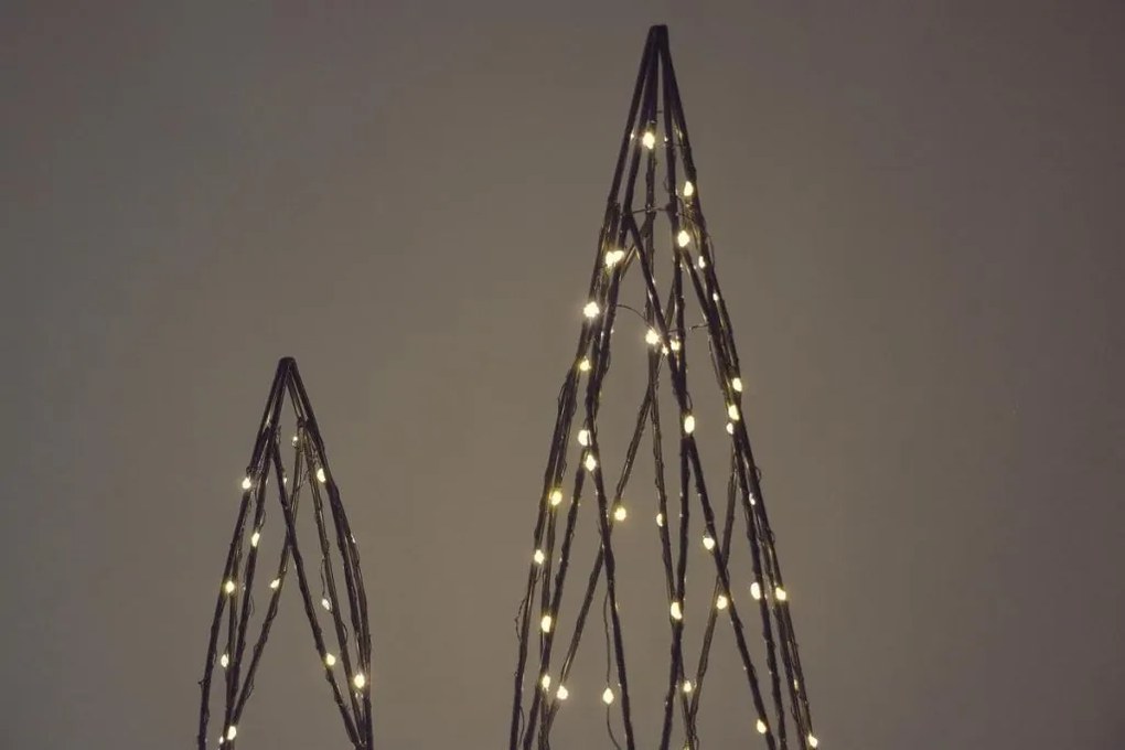 Set de piramide metalice, 154 LED-uri, alb cald.