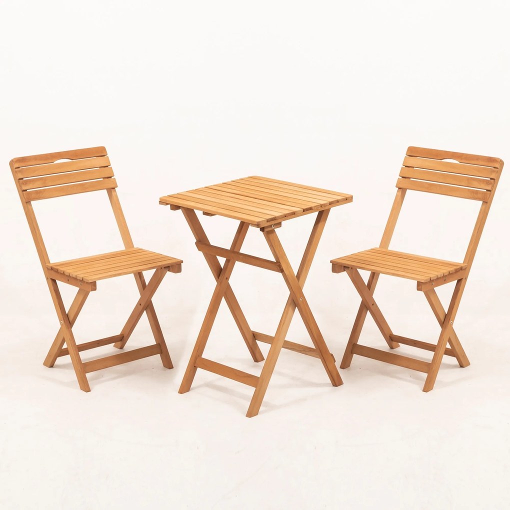 Set mobilier gradina Rivi haaus V1, 3 piese, perna inclusa, Natural/Crem, 100% lemn de fag