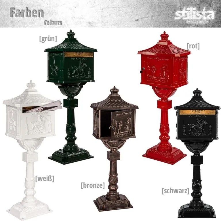 STILISTA cutie poștală antică, 118 cm, verde închis