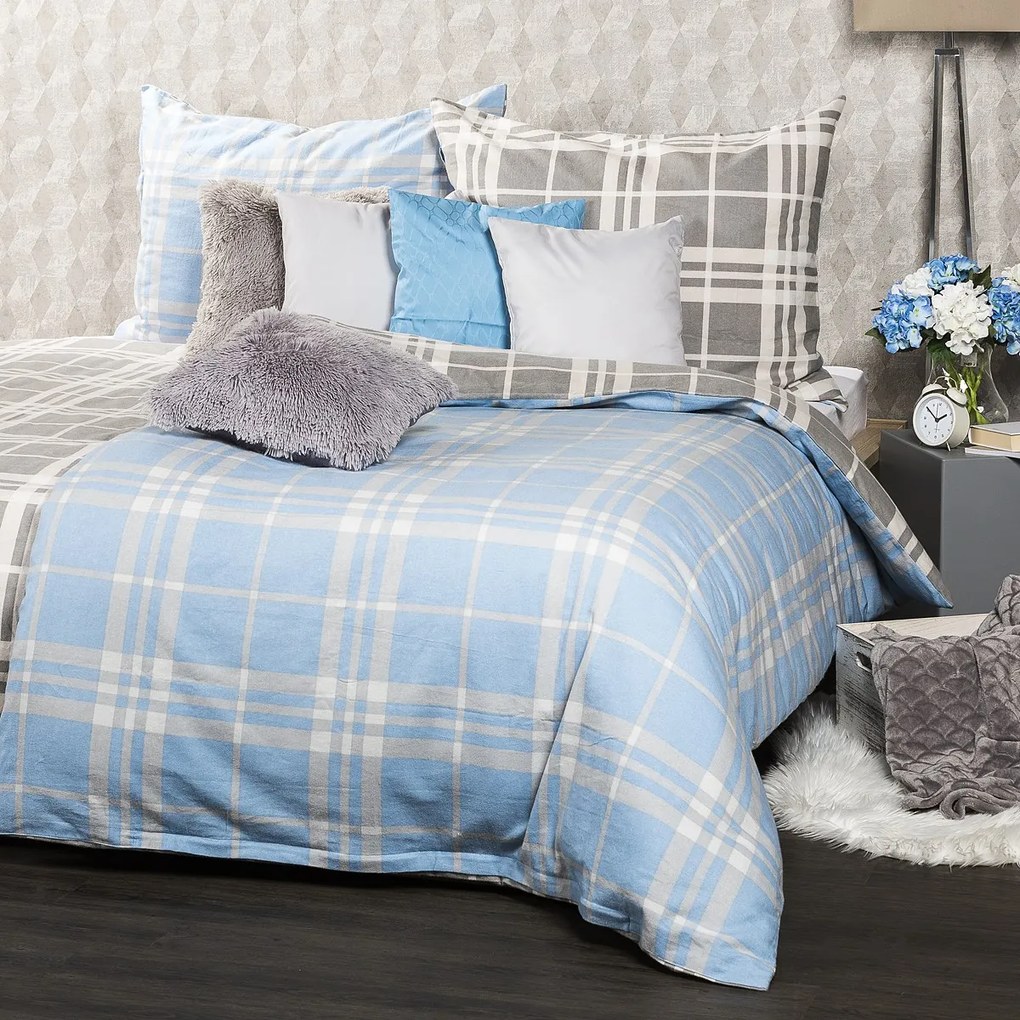 Lenjerie de pat din flanelă 4Home, Cub albastru, 160 x 200 cm, 70 x 80 cm