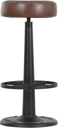 Scaun rotativ de bar din piele naturala si metal, stil industrial, "Rotor"