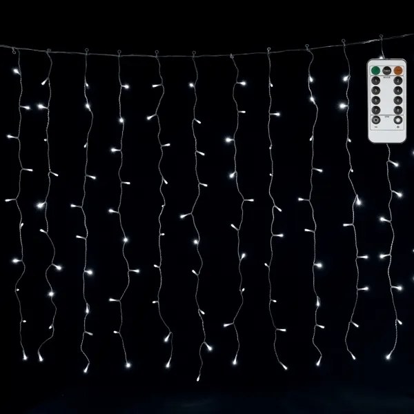 Aigostar - Ghirlandă luminoasă LED pentru exterior, 300 LED/6W/230V, 8 moduri, 3 x 1 m, IP44, alb rece, cu telecomandă