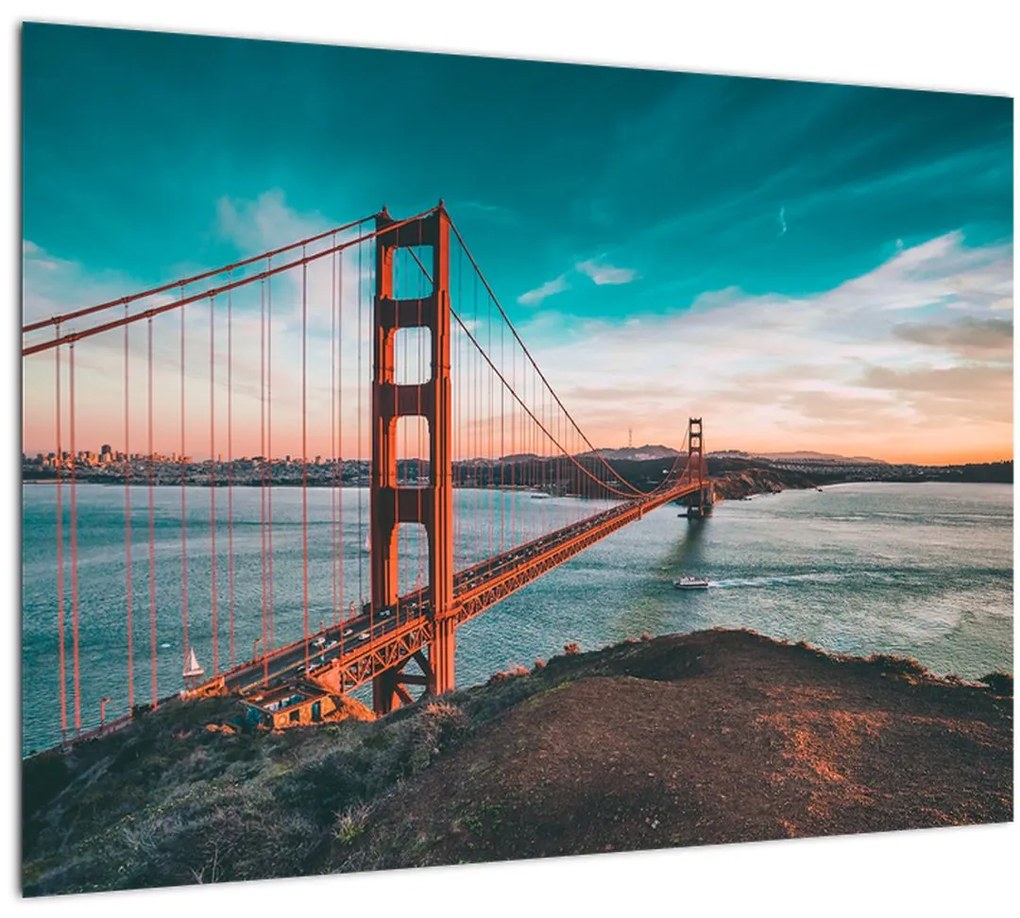 Tablou pe sticlă - Golden Gate, San Francisco (70x50 cm)
