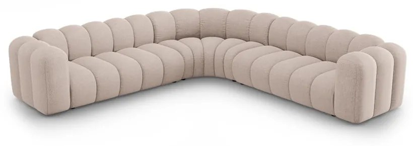 Colțar modular bej cu tapițerie din chenille Lupine – Micadoni