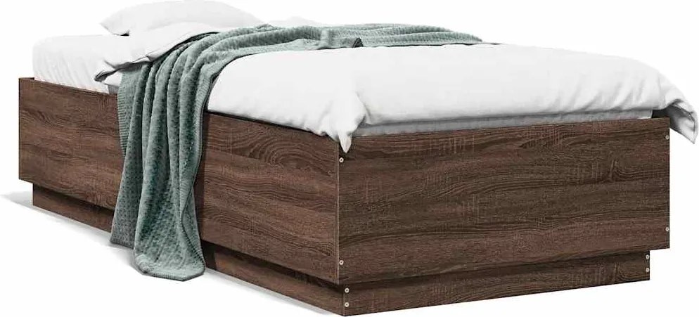 vidaXL Cadru de pat, stejar maro, 100x200 cm, lemn prelucrat