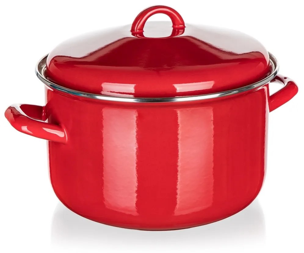 Oală emailată cu capac Banquet Milton roșu, 24 cm, 5,9 l, 24 cm