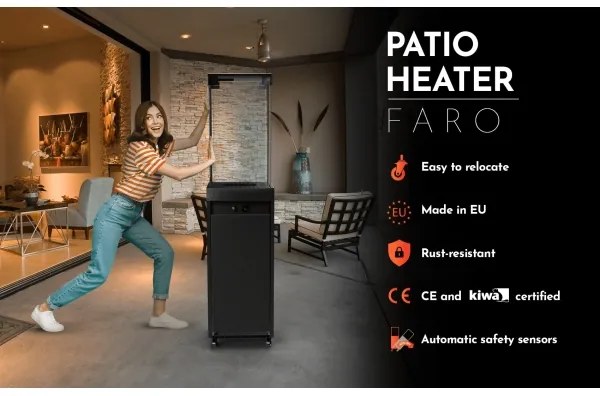 Șemineu de exterior pe gaz Planika Faro GAS 142x36 cm 8kW negru + capac de protecție