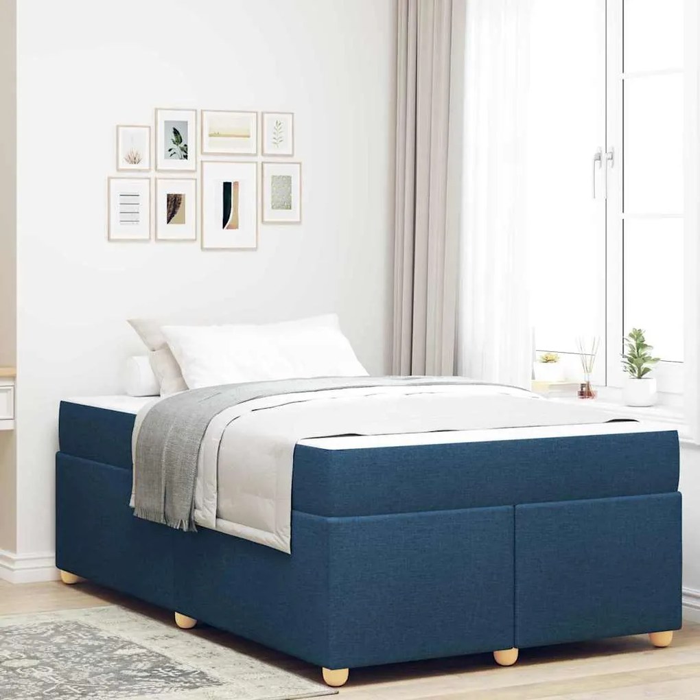 vidaXL Cadru de pat cu saltea Altele albastru 120 x 190 cm țesătură