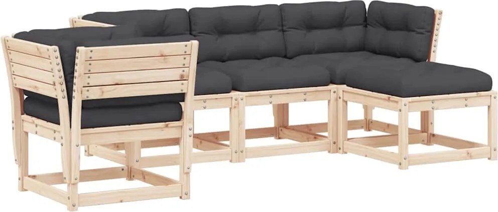 vidaXL Set mobilier de grădină cu perne, 5 piese, lemn masiv de pin