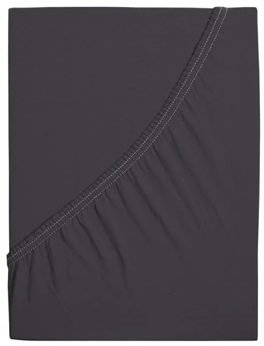 Cearsaf jersey din bumbac mako LUXORA 90x200 cm gri inchis