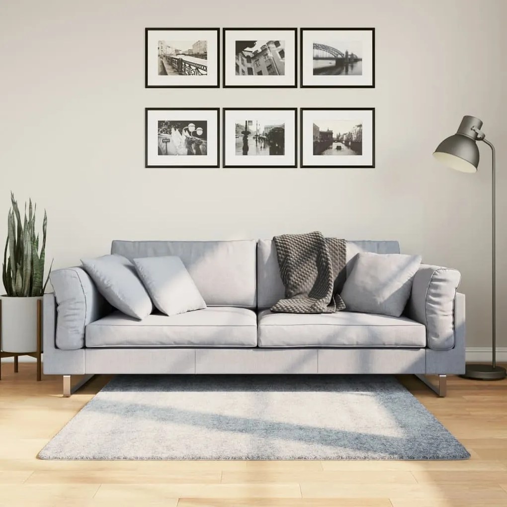 vidaXL Covor pufos &quot;PAMPLONA&quot; fire înalte albastru modern 120x120 cm