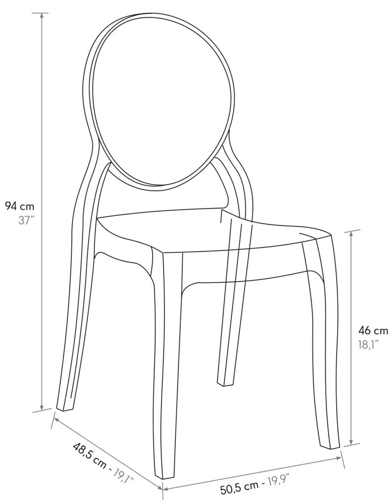 SET 4 SCAUNE TRANSPARENT OVALO-HORECA-