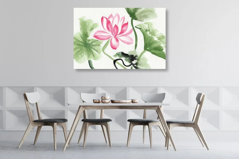Tablou floare de lotus în acuarelă