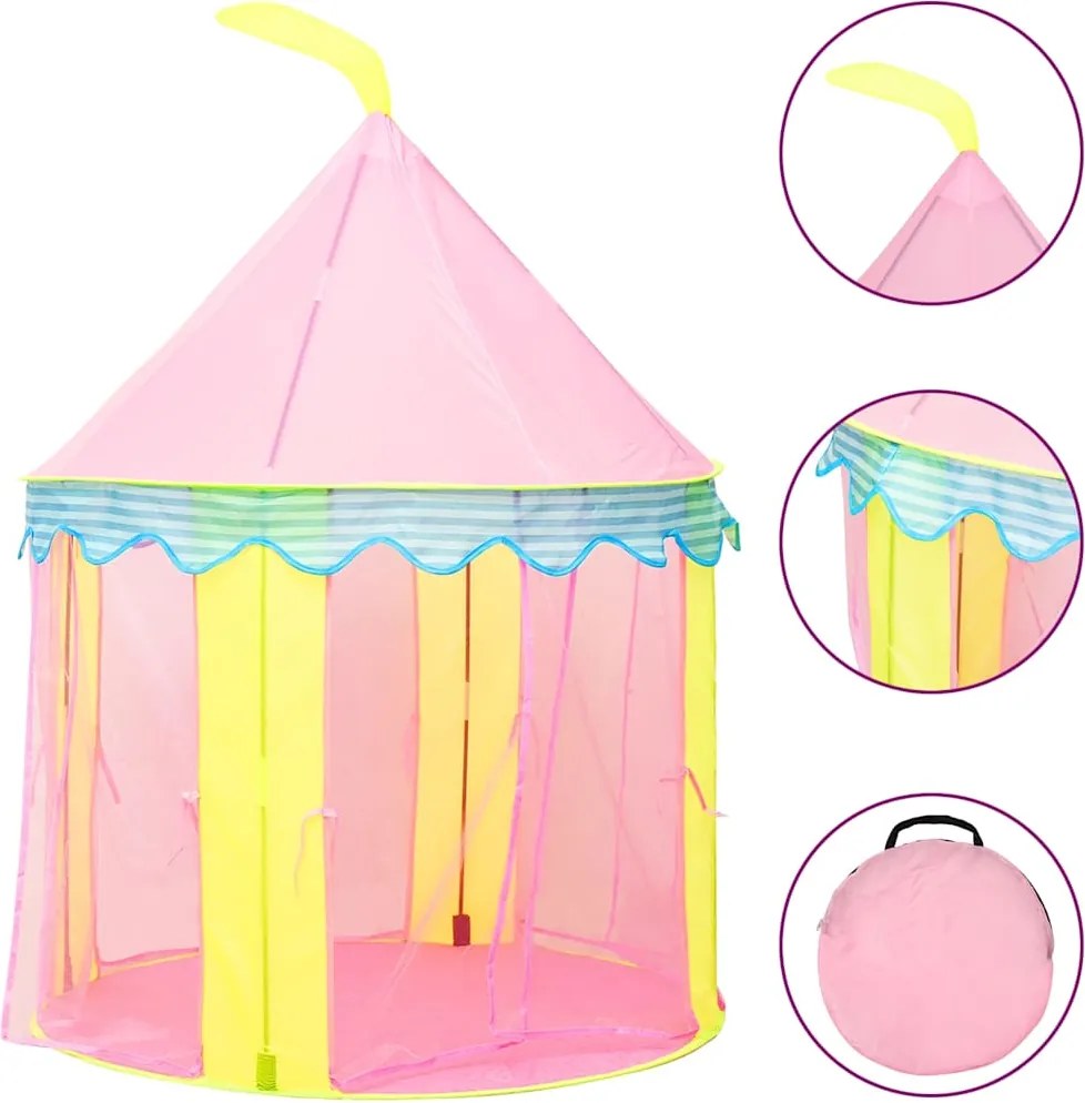 vidaXL Cort de joacă pentru copii, roz, 100x100x127 cm