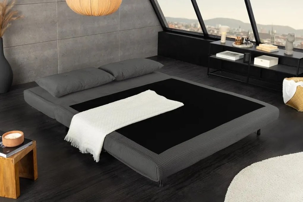 Fotoliu Pat SMART MULTIFUNCTION 140cm catifea raiata gri