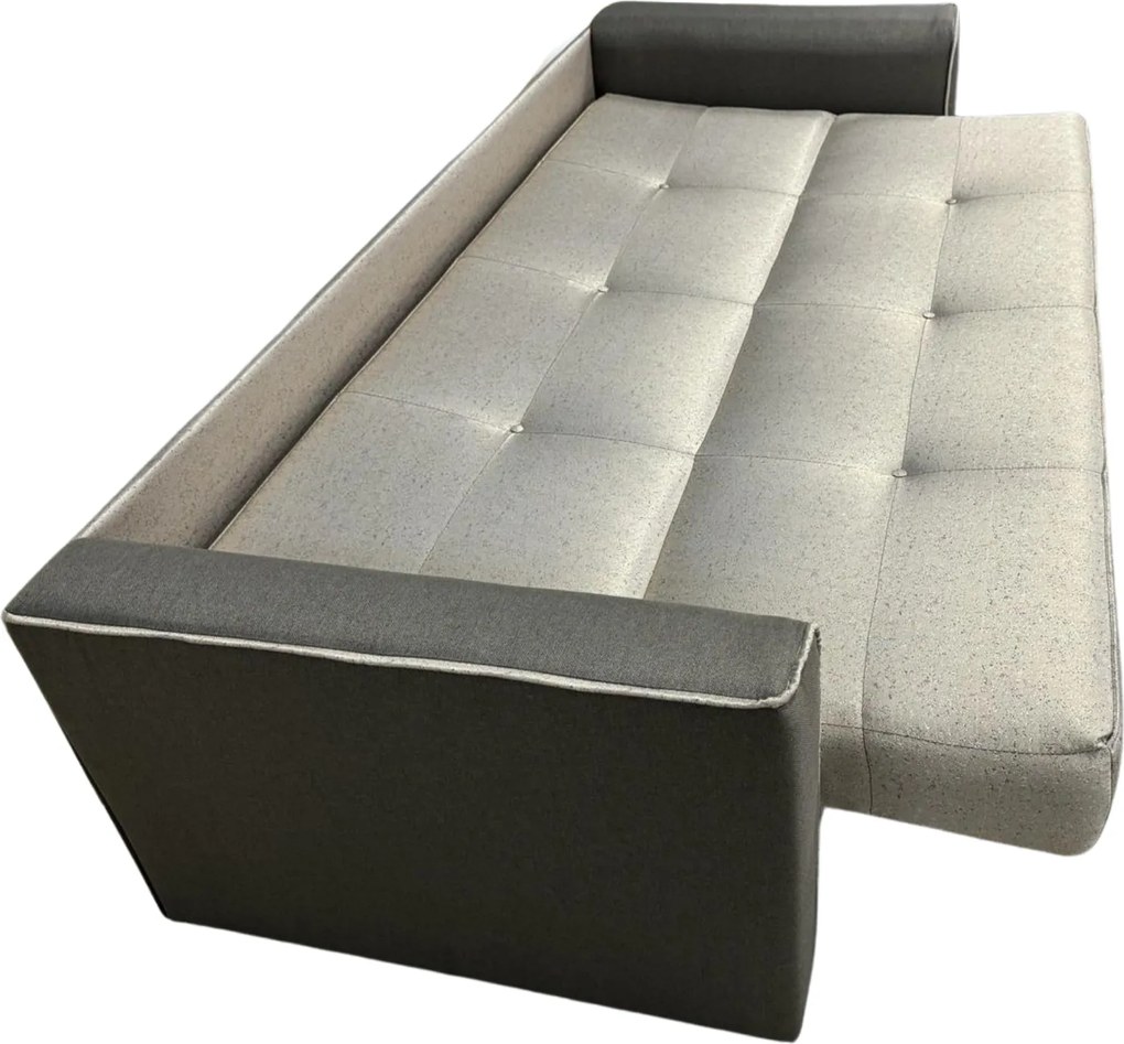 Canapea VERA extensibila, 3 locuri, lada de depozitare, stofa maro + bej, 225x90x90 Maro + Bej, Stofa