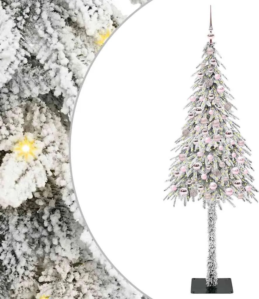 vidaXL Brad de Crăciun cu 300 LED cu suport Alb 210 cm PE și Oțel