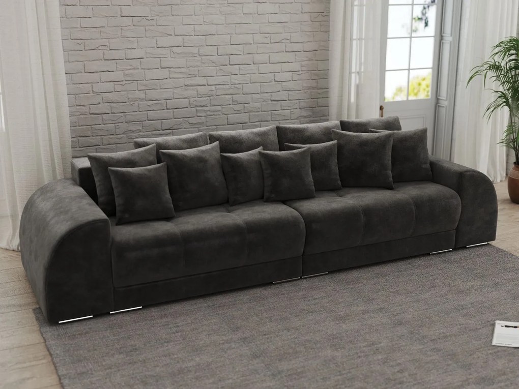 Canapea extensibilă dumonde cu 2 lăzi de depozitare si sezut confortabil din spuma high-density, Verona Madagaskar Black 310x100 cm