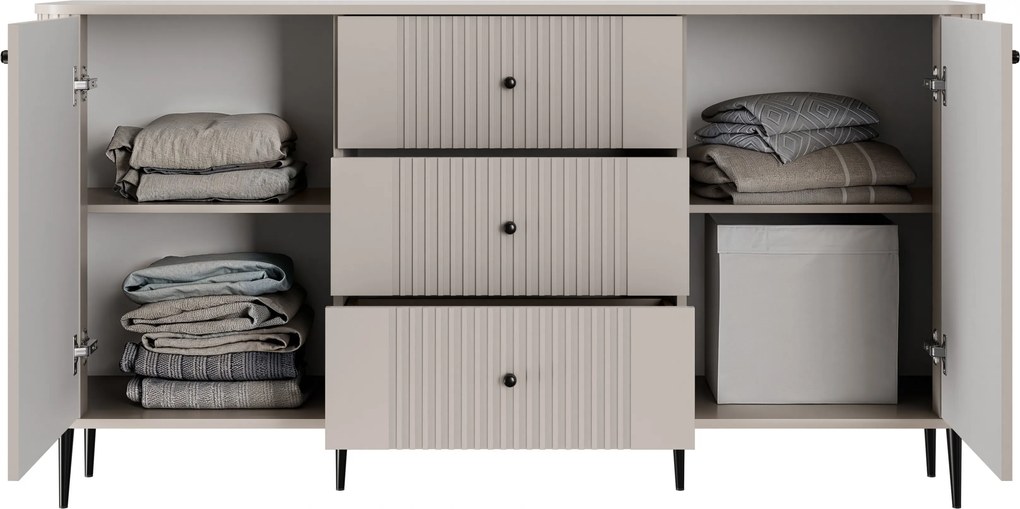 Comodă cu sertare pe picioare Vesper 160 cm - cașmir / picioare negre