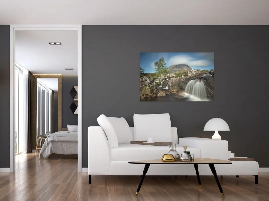 Tablou cu cascadele și munți (90x60 cm)