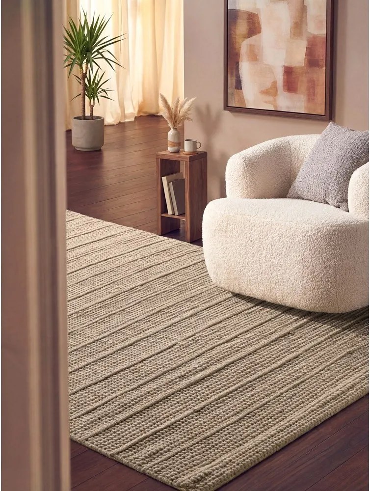 Covor bej țesut manual din lână 160x230 cm Camden Parker – Ted Baker