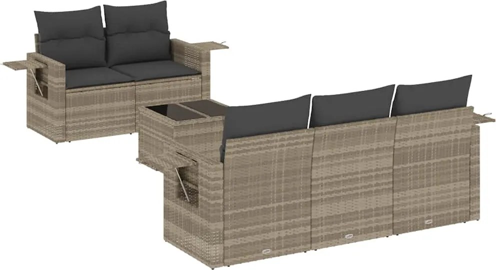 vidaXL Set canapele de grădină cu perne, 6 piese gri deschis poliratan