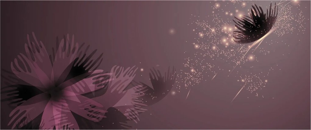 Tablou - Floare și fluture (120x50 cm)