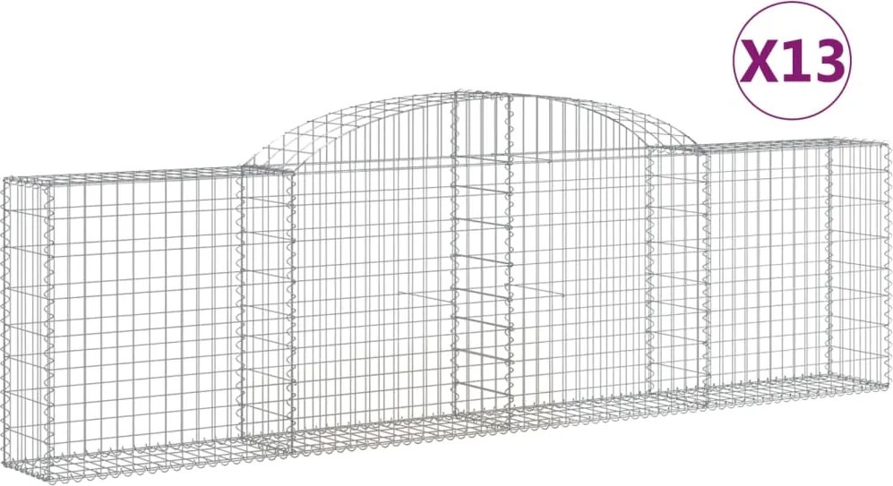 vidaXL Coșuri gabion arcuite 13 buc, 300x30x80/100 cm, fier galvanizat
