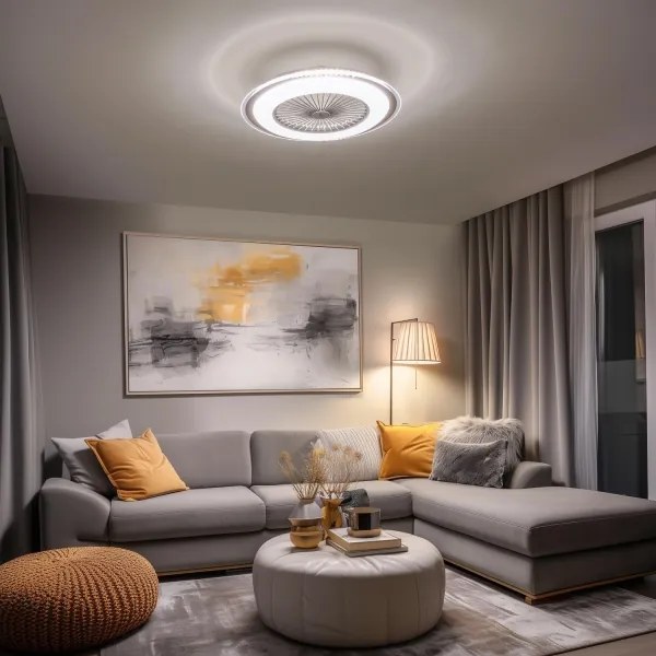 Plafonieră LED dimabilă cu ventilator Brilagi RONDA LED/48W/230V argintiu + telecomandă