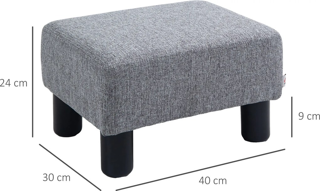 HOMCOM Otoman Stofă, Scaun Dreptunghiular Mic, Căptușit, pentru Living, 40x30x24cm, Gri | Aosom Romania