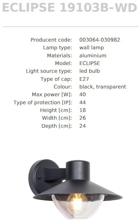Aplica de Perete Exterior, Protectie IP44, ECLIPSE