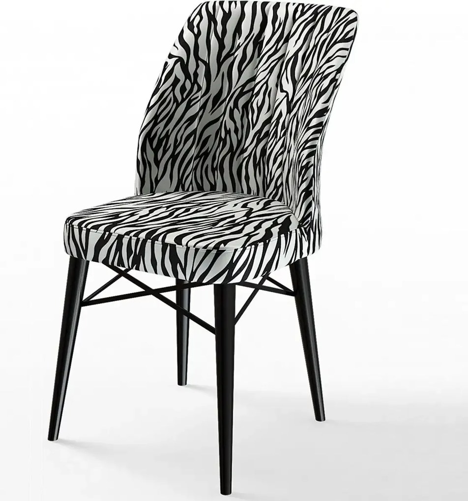 Set masa extensibila cu 6 scaune tapitate Homs ,masa m bej,zebra 250-30650,170 x 80 cm