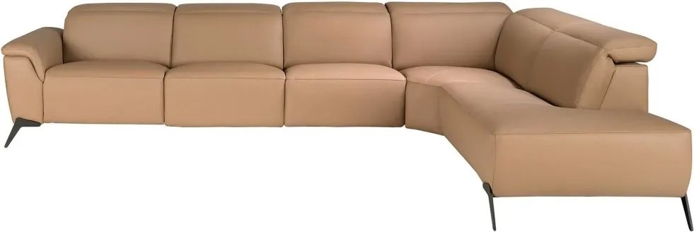 Coltar modular LUX design italian cu sezlong dreapta Piele Naturala, Brown