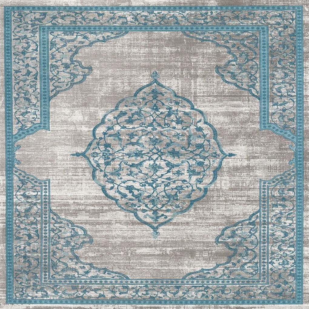 Covor de living / dormitor, Lavabil, Antidarepant Turcoaz, 80x300 cm