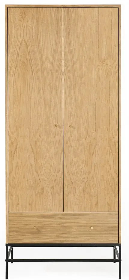 Șifonier în culoare naturală cu aspect de lemn de stejar 80x190 cm Flora – Woodman