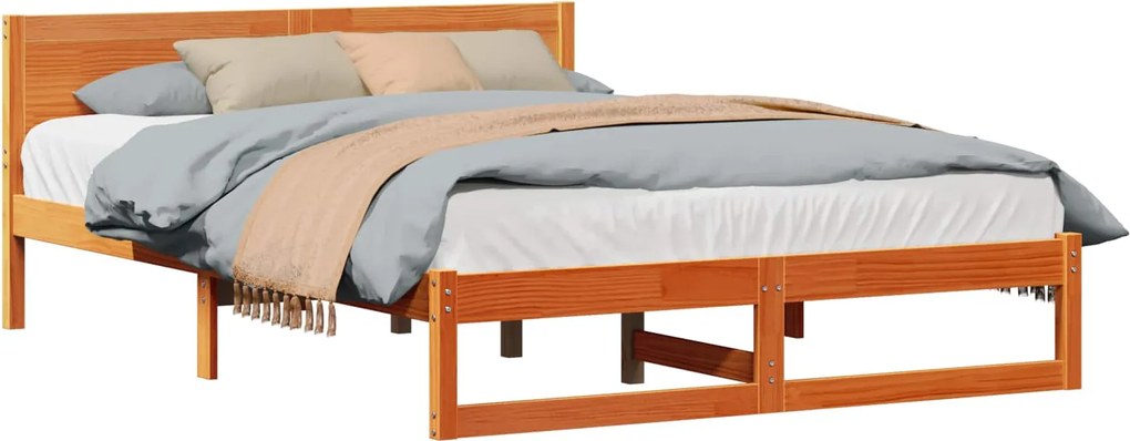 vidaXL Cadru de pat Maroniu cerat 150 x 200 cm Lemn de pin masiv