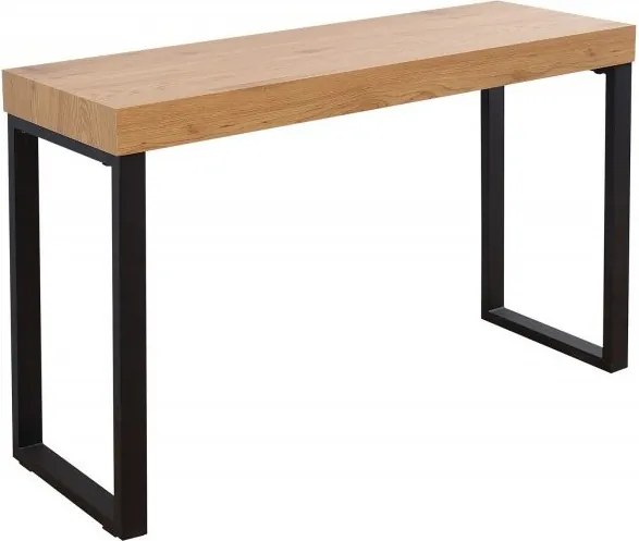 Birou design industrial Black Desk 120cm, negru/ stejar