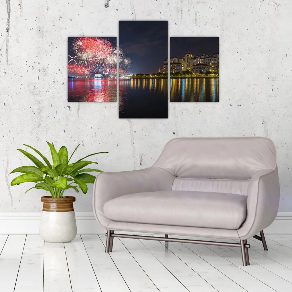 Tablou cu artificii in Singapur (90x60 cm)