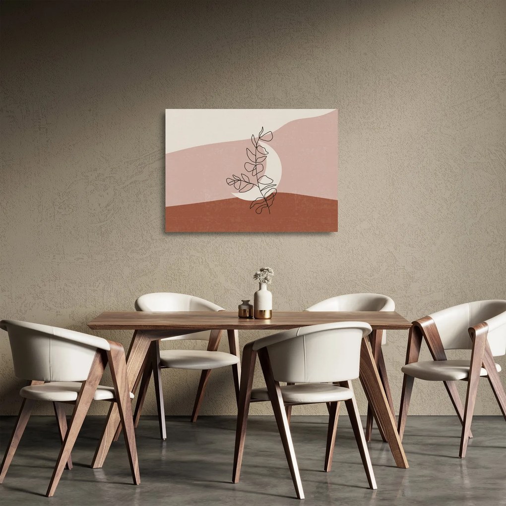 Tablou pe sticlă - Boho frunze N⁰2 (70x50 cm)