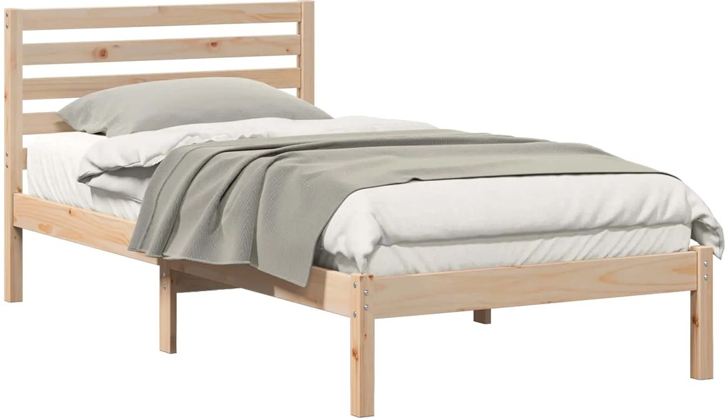 vidaXL Cadru de pat cu headboard Maro 80 x 200 cm Lemn de pin masiv