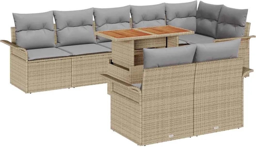 vidaXL Set de canapele pentru grădină 9 pcs Beige și gri deschis