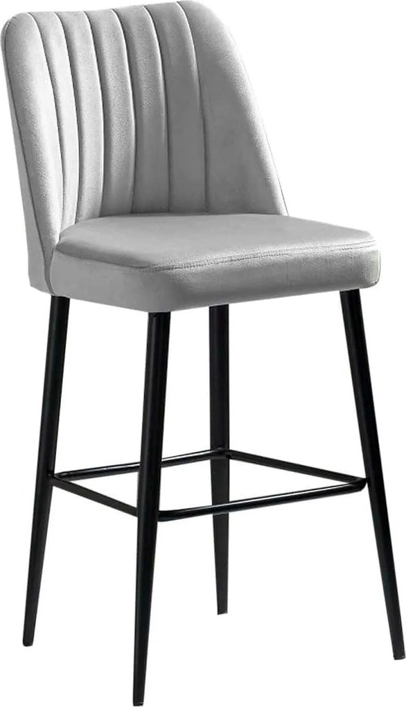 Set 2 scaune bar VENTO, crem/negru, stofa catifelata/metal, 49x45x99 c
