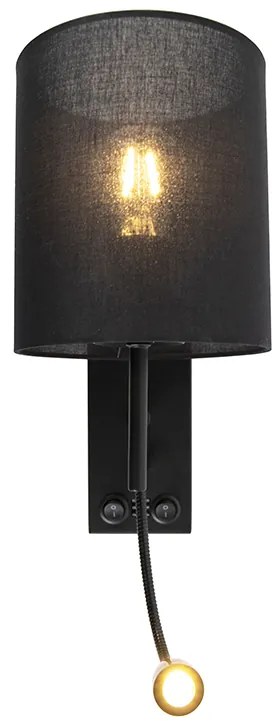 Aplică modernă neagră cu abajur din bumbac - Stacca