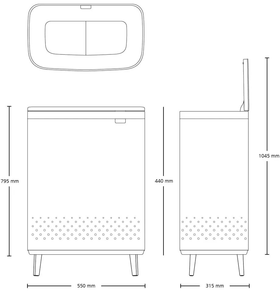 Coș de rufe negru mat din metal 90 l Bo Hi – Brabantia